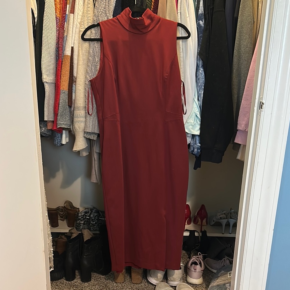 White House Black Market Red Sleeveless Sheath Dress